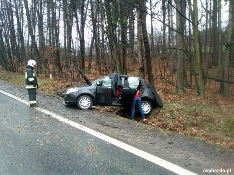 Auto koziołkowało i zatrzymało się na przydrożnej skarpie