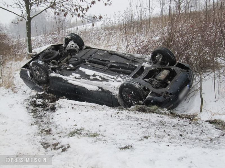 Kierujący pojazdem mężczyzna stracił panowanie nad autem i wypadł z drogi