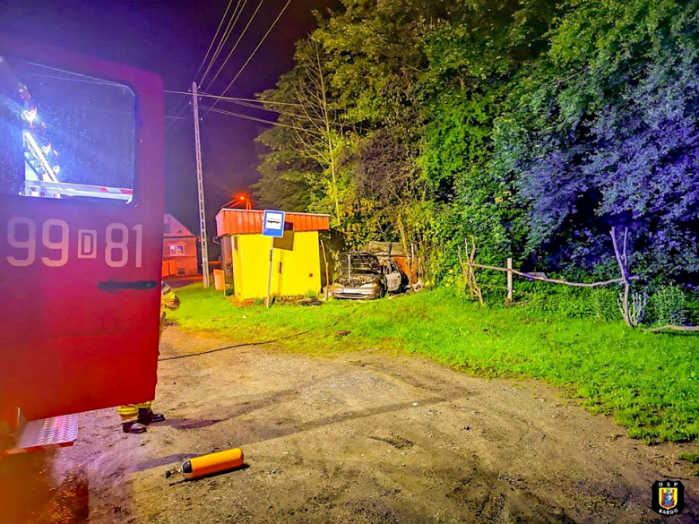 Pożar samochodu osobowego w Opolnicy