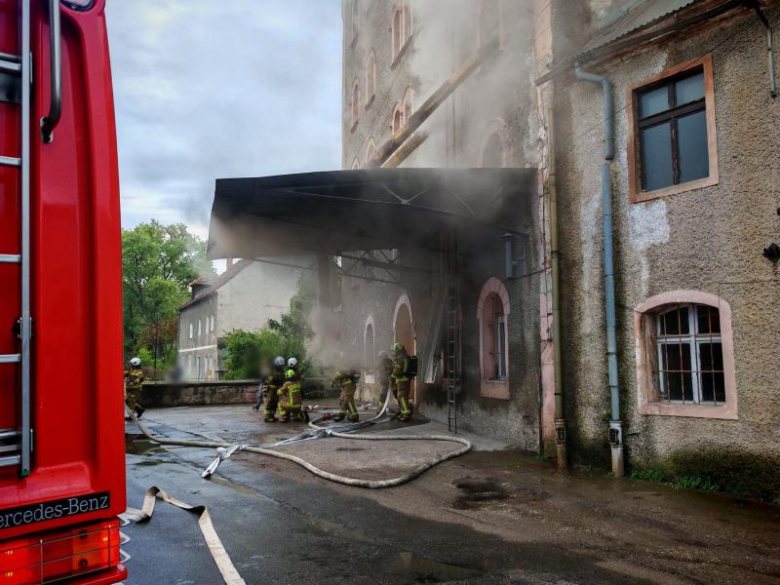 Pożar młyna zbożowego w Przyłęku