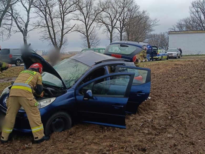 Peugeot wypadł z drogi i uderzył w drzewo [foto]