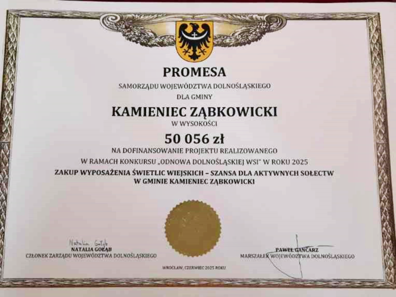 Kamieniec Ząbkowicki z dwoma promesami