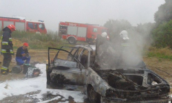 Pożar samochodu, kradzież i pobity mężczyzna