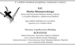 Kondolencje dla Rodziny i bliskich Marka Błażejewskiego