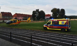 W Ziębicach na stadionie lądował helikopter LPR. Zabierał niemowlę do specjalistycznego szpitala 