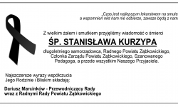 Kondolencje dla rodziny i bliskich Stanisława Kurzypa od Rady Powiatu Ząbkowickiego