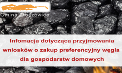 Przyjmowanie wniosków o zakup preferencyjny węgla dla gospodarstw domowych