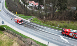 Obornik wysypał się na drogę. Utrudnienia na krajowej ósemce [foto]