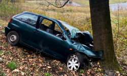 Zatrzymał się na drzewie. 21-latek śmigłowcem przetransportowany do szpitala [foto] [aktualizacja]