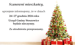 W dniach 24 i 27 grudnia Urząd Gminy Stoszowice będzie nieczynny