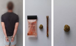 Młody mężczyzna z marihuaną. Wpadł, bo zachowywał się nienaturalnie