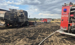 W Grodziszczu spłonął kombajn [foto]