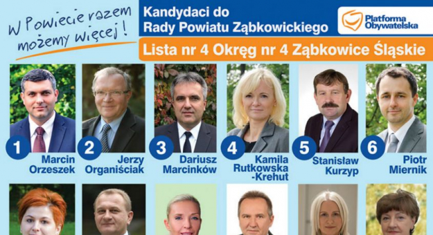Kandydaci do Rady Powiatu Ząbkowickiego Platformy Obywatelskiej