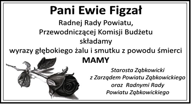 Kondolencje dla radnej Ewy Figzał z powodu śmierci mamy