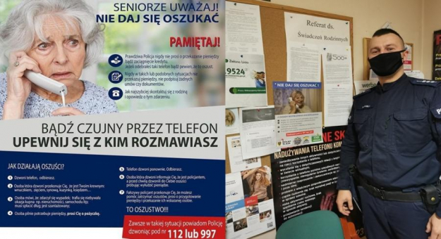 Działania profilaktyczne policjantów. Mundurowi ostrzegają seniorów przed oszustami