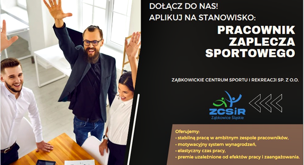 Jest praca w Ząbkowickim Centrum Sportu i Rekreacji. Szukają pracownika zaplecza sportowego