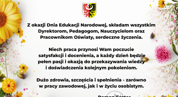 Życzenia starosty Romana Festera z okazji Dnia Edukacji Narodowej