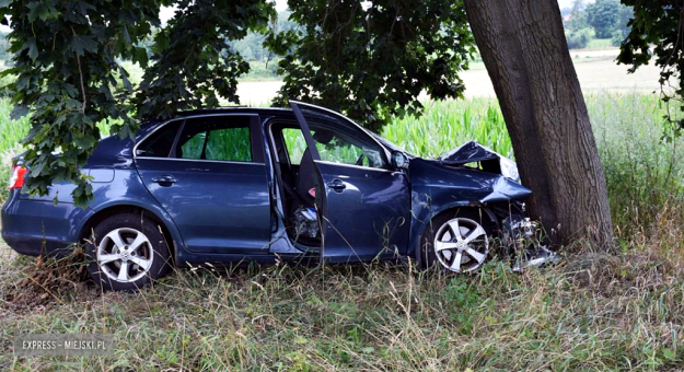 Zjechał z drogi i uderzył w drzewo