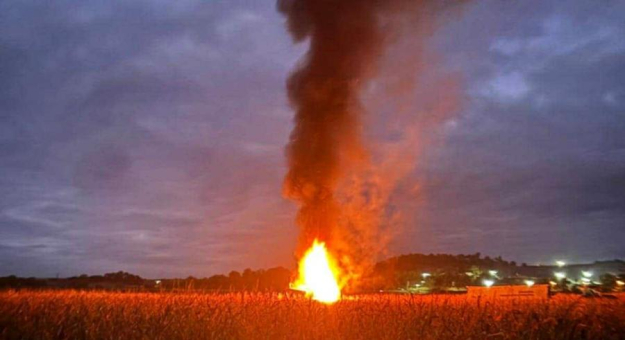 Pożar kombajnu w Byczeniu
