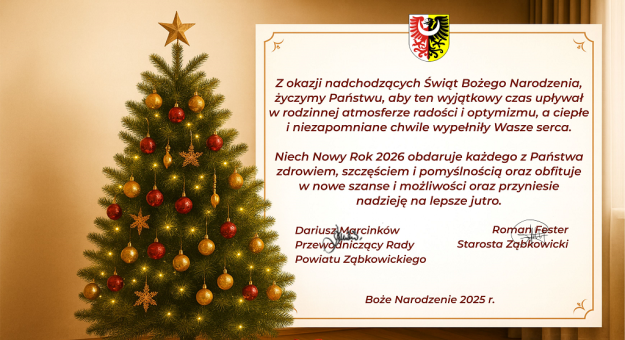 Życzenia świąteczne od władz Powiatu Ząbkowickiego	
