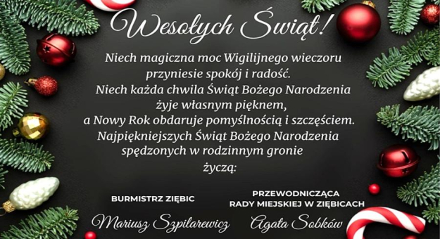 Życzenia bożonarodzeniowe składają władze gminy Ziębice