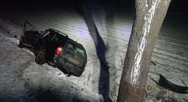 26-latka zjechała z drogi i uderzyła w drzewo. Auto zatrzymało się w rowie