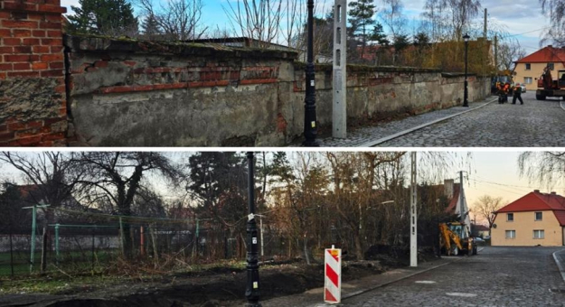 Rozebrano mur przy ul. Lelewela w Złotym Stoku