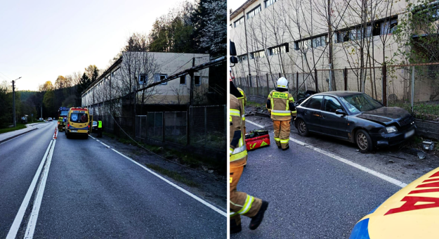 Kolizja na drodze krajowej nr 46 w Mąkolnie