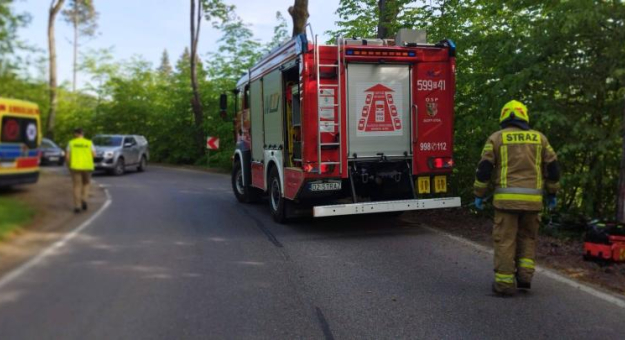 Motocyklista uderzył w drzewo na trasie Złoty Stok – Orłowiec. Jedna osoba poszkodowana