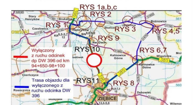 Zmiana organizacji ruchu drogi wojewódzkiej nr 396 na odcinku Ziębice - Nowy Dwór