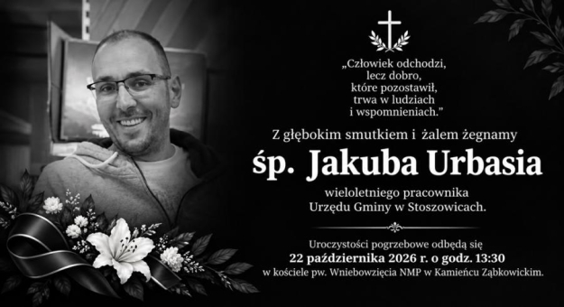 Zmarł Jakub Urbaś -  strażak-ochotnik z Kamieńca Ząbkowickiego i ceniony pracownik urzędu gminy Stoszowice. Miał 43 lata
